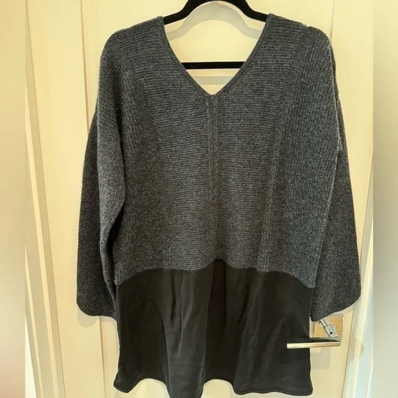Quinn Cashmere Long Sleeve Sweater size Large L gray 60% cashmere 40%wool K - Picture 8 of 9